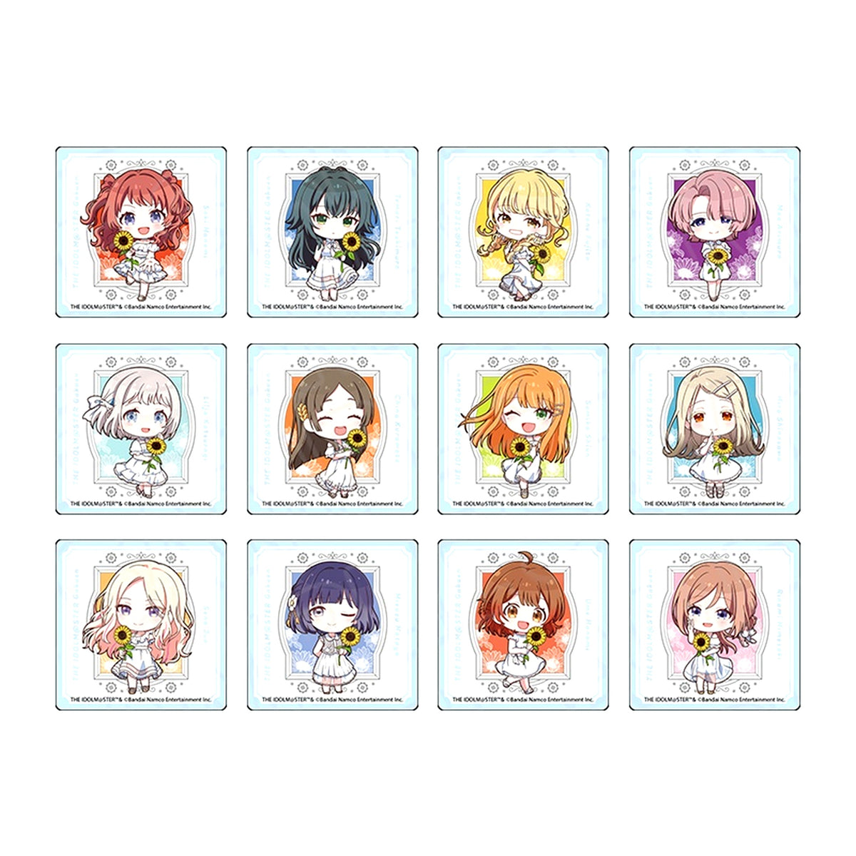 Set of 12 Gakuen iDOLM@STER POP UP SHOP Acrylic Item sunflower Mini Character Ver. [USED]