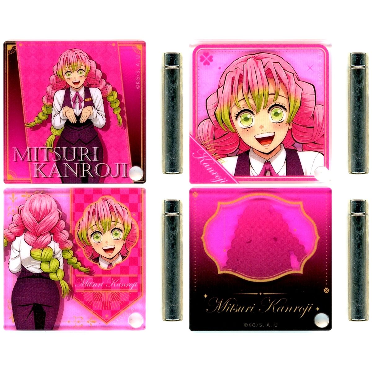 Set of 4 Mitsuri Kanroji Demon Slayer: Kimetsu no Yaiba x ufotable MOCKTAIL BAR GINZA COLLECTION LOTTO Mini Acrylic Panel [USED]