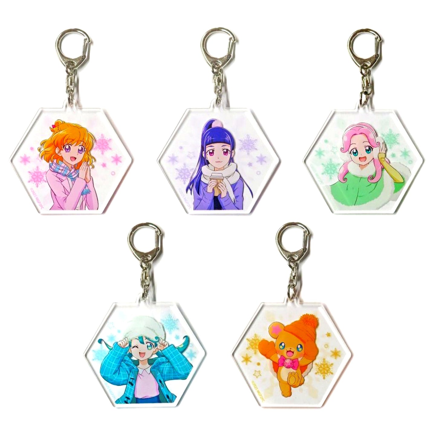 Set of 5 Maho Girls Precure!! MIRAI DAYS POP UP STORE Acrylic Keychain Winter Clothes ver. [USED]