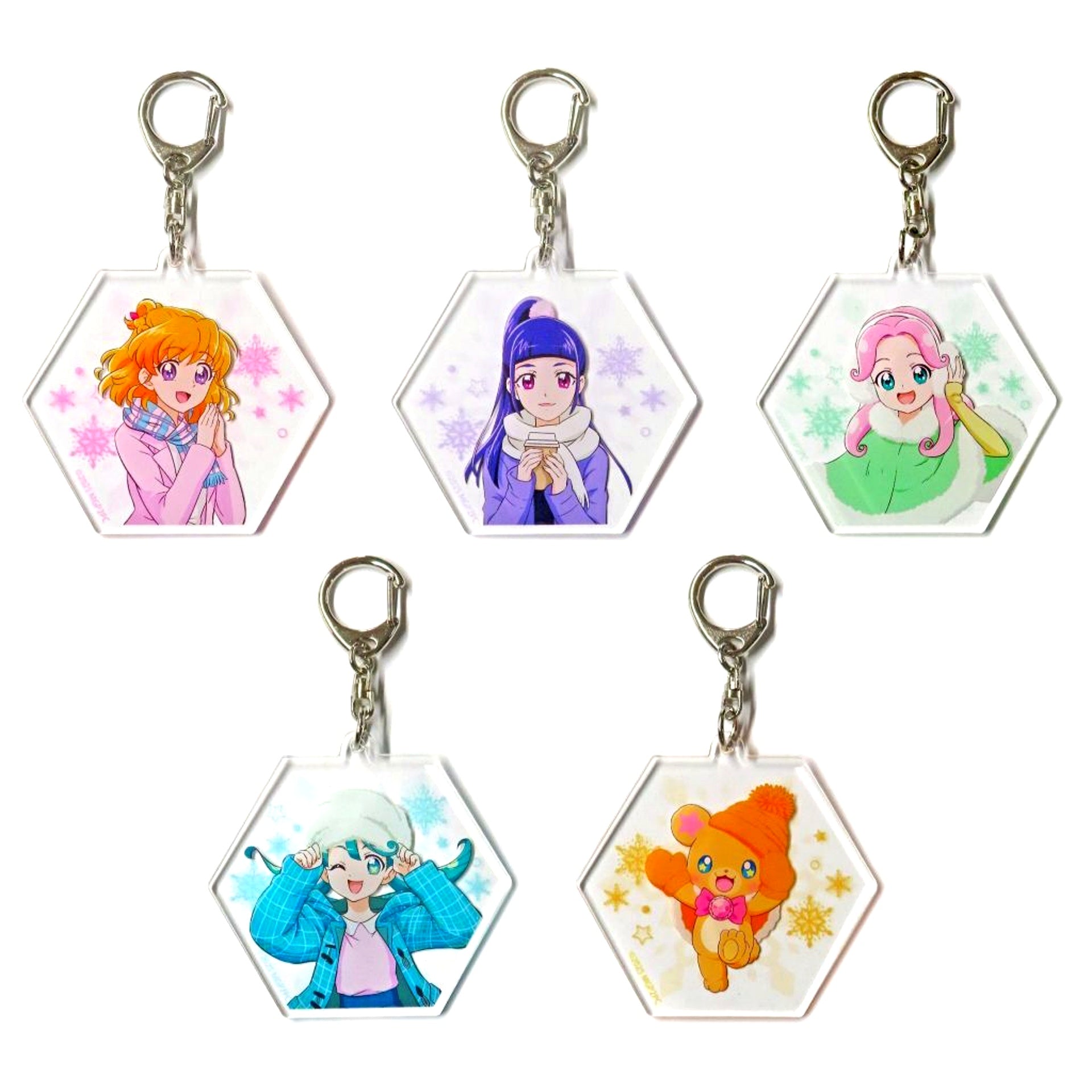 Set of 5 Maho Girls Precure!! MIRAI DAYS POP UP STORE Acrylic Keychain Winter Clothes ver. [USED]