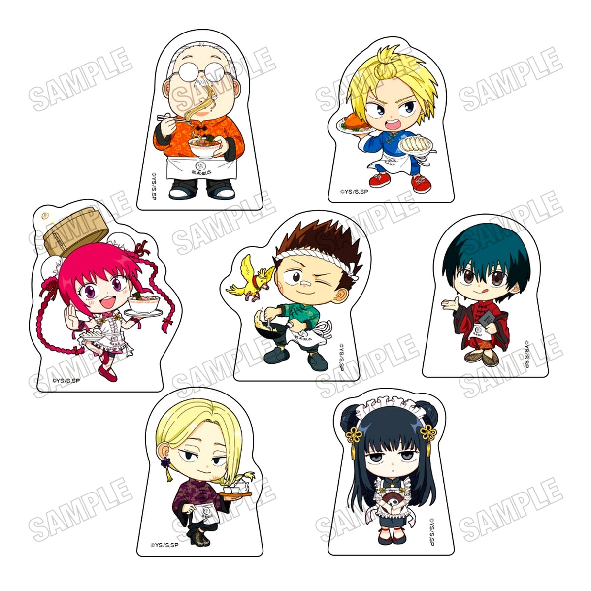 Set of 7 Sakamoto Days x Tower Records Cafe 2025 Illustration Mini Character Acrylic Block Collection [USED]