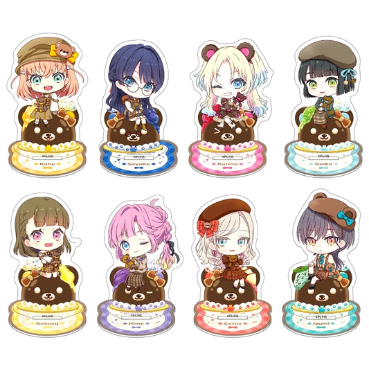Set of 8 Teddy Bear Ver. Love Live! Hasunosora Girls' High School Idol Club Trading Acrylic Stand Charadolce [USED]