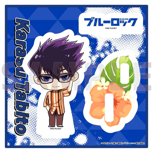 Tabito Karasu 08. Sunglasses Ver. Mini Character Illustration Acrylic Stand Plate Blue Lock [USED]