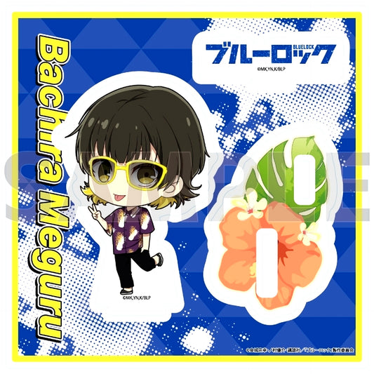 Meguru Bachira 09. Sunglasses Ver. Mini Character Illustration Acrylic Stand Plate Blue Lock [USED]