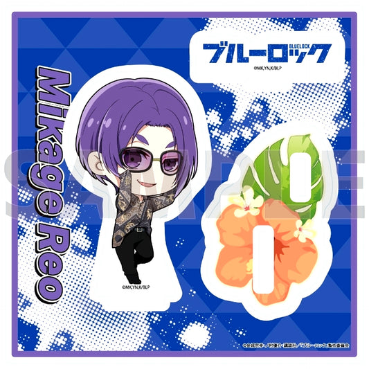 Reo Mikage 10. Sunglasses Ver. Mini Character Illustration Acrylic Stand Plate Blue Lock [USED]