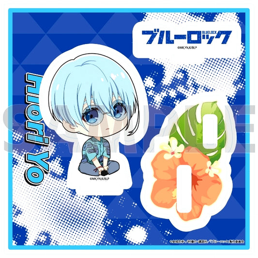 Yo Hiori 11. Sunglasses Ver. Mini Character Illustration Acrylic Stand Plate Blue Lock [USED]