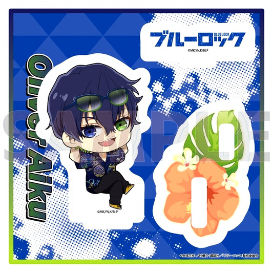 Oliver Aiku 13. Sunglasses Ver. Mini Character Illustration Acrylic Stand Plate Blue Lock [USED]