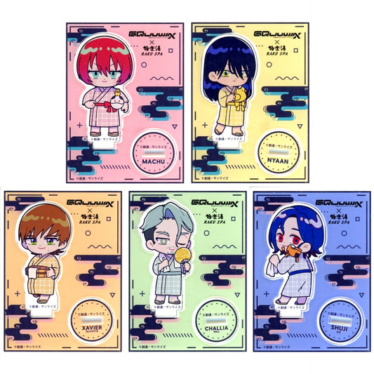 Set of 5 Mobile Suit Gundam GQuuuuuuX x Gokurakuyu RAKU SPA Is the bath free? Mini Acrylic Char Stand Collec [USED]
