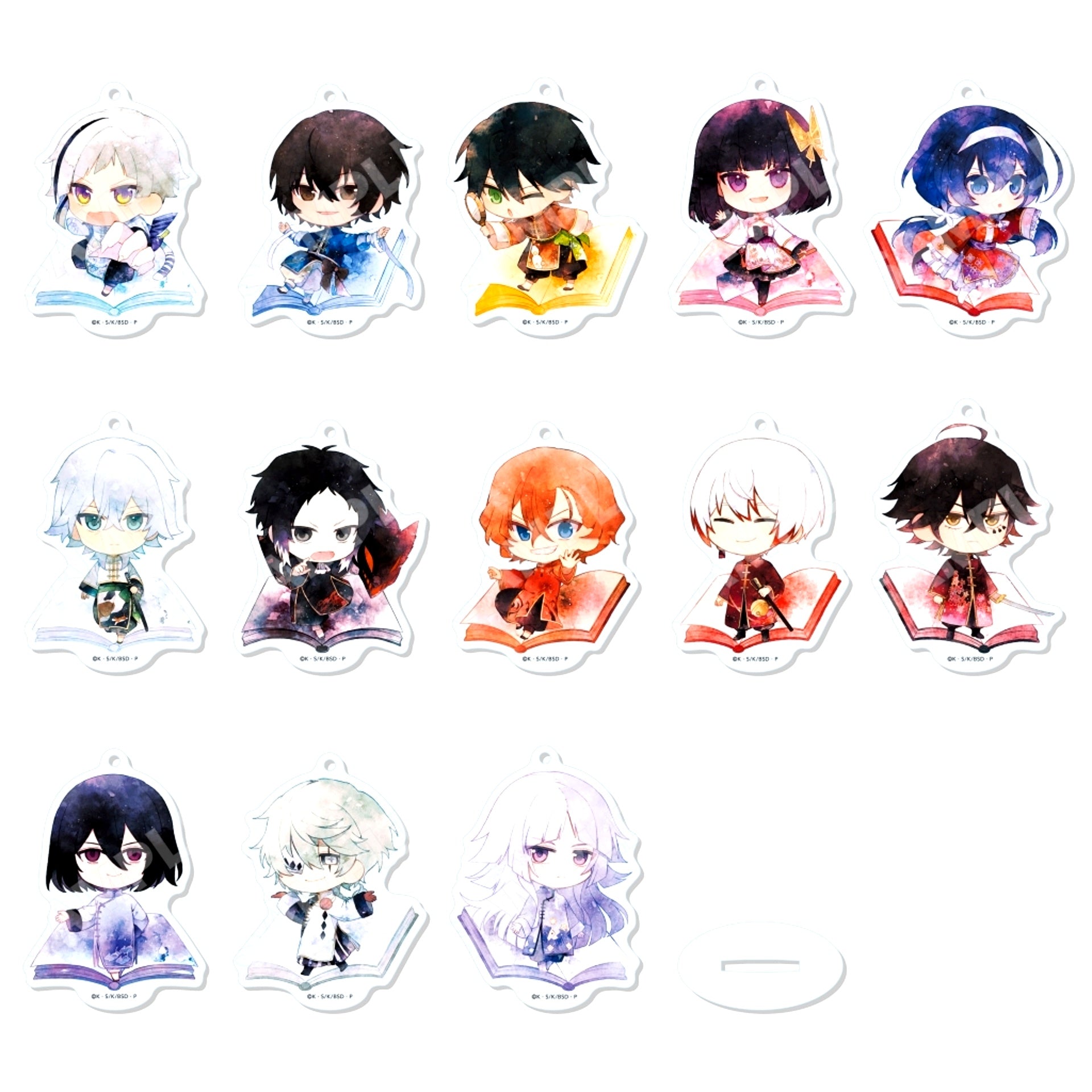 Set of 13 Bungo Stray Dogs Charaderu Art Marutto Stand Keychain 01 China Dress Ver. [USED]