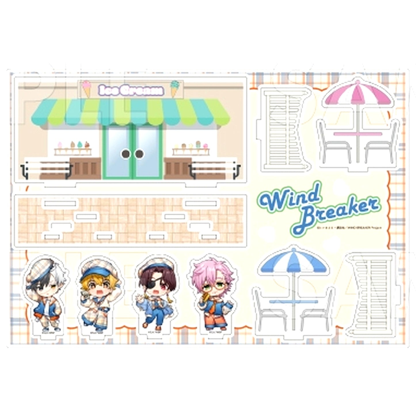 Haruka Sakura, Akihiko Nirei, Hayato Suo, Mitsuki Kiryu A Check Sailor Acrylic Diorama Wind Breaker [USED]