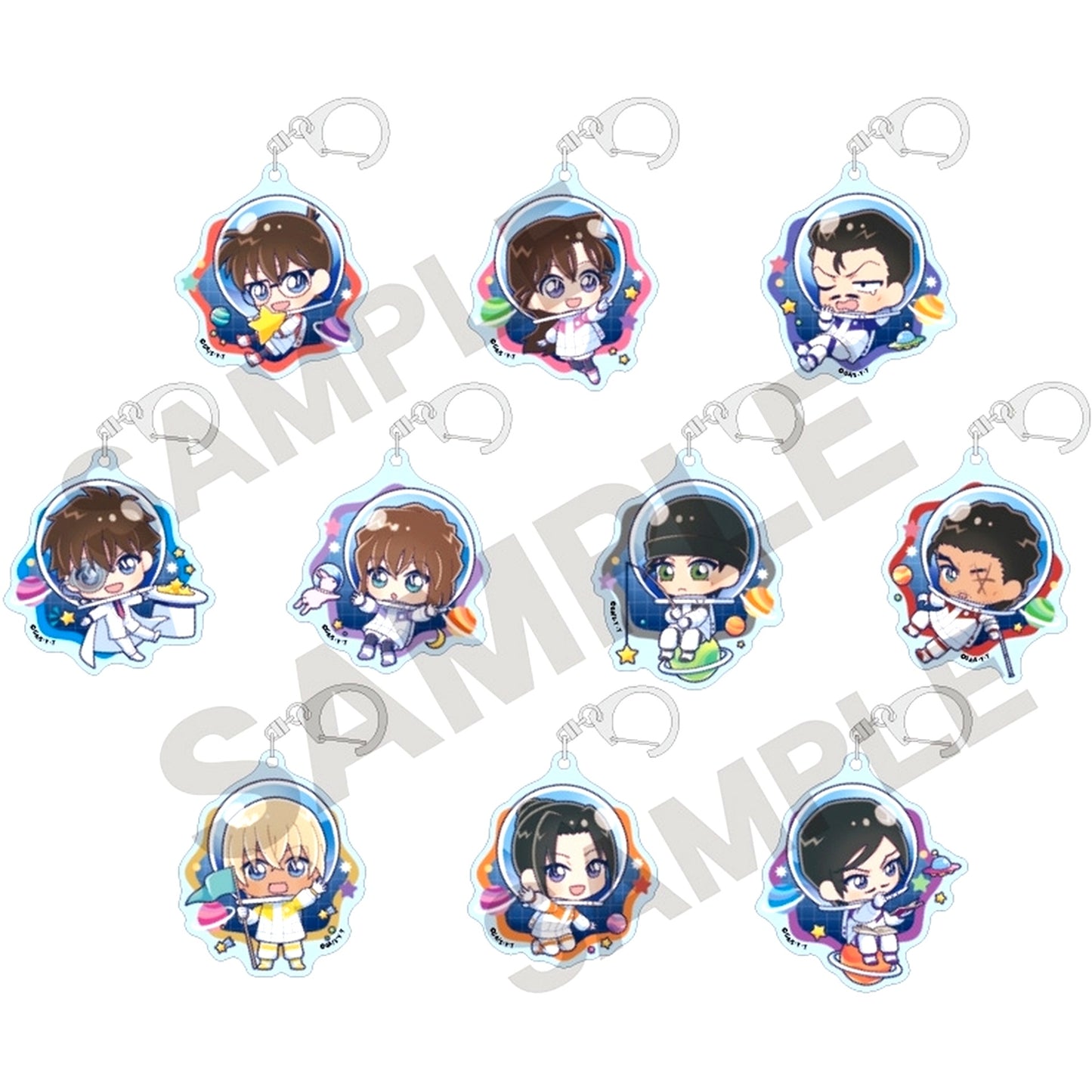 Set of 10 Detective Conan Trading Acrylic Keychain Petit Cosmo [USED]