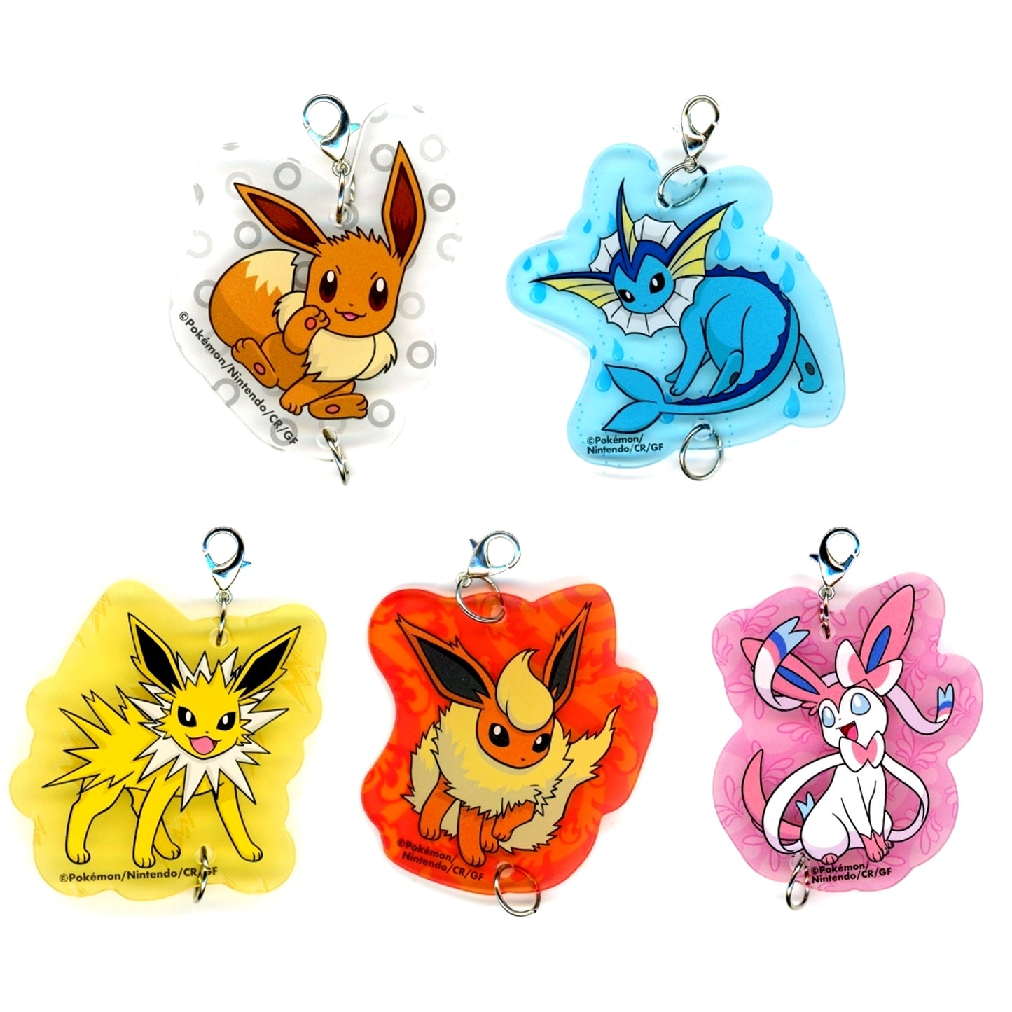 Set of 5 Pokemon FamilyMart Acrylic Keychain Eevee Gathering Vol.1 Bonus [USED]