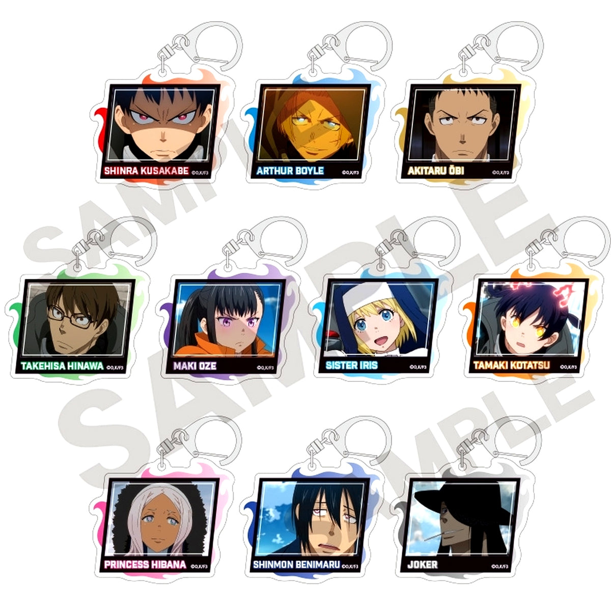 Set of 10 Fire Force Season 3 Trading Acrylic Keychain [USED]