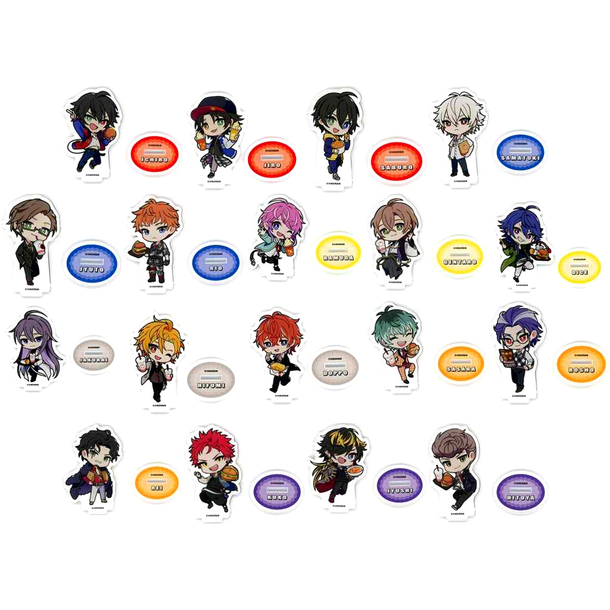 Set of 18 Hypnosis Mic Division Rap Battle x Wendy's First Kitchen Trading Mini Acrylic Stand [USED]