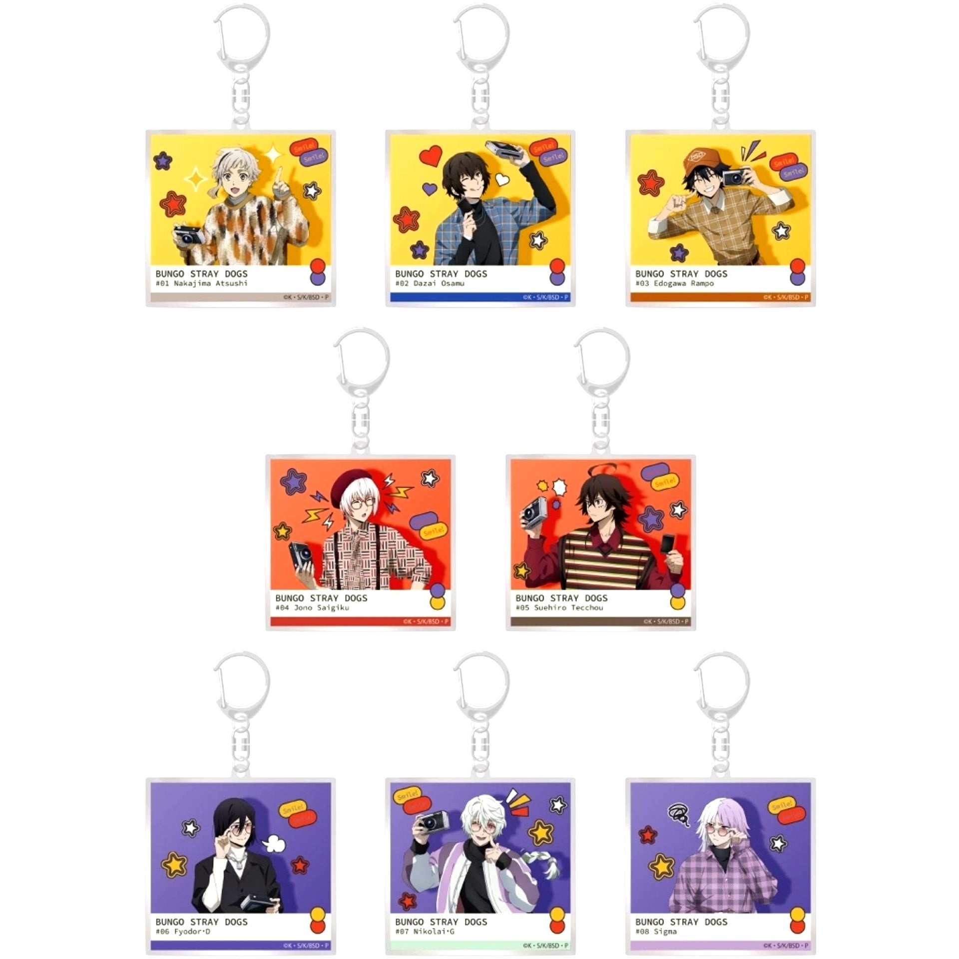 Set of 8 Bungo Stray Dogs Acrylic Keychain Collection [USED]