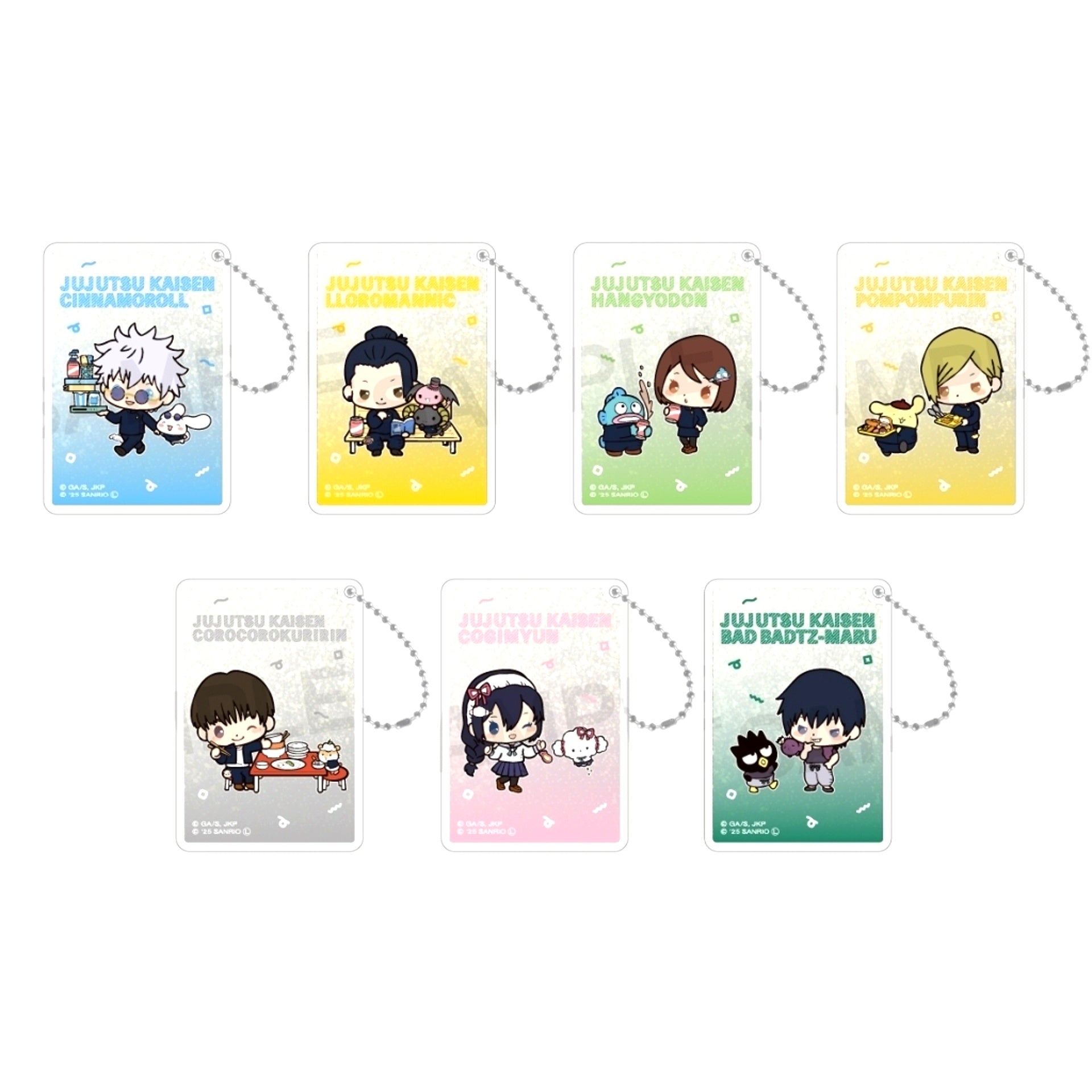 Set of 7 Jujutsu Kaisen Hidden Inventory Sanrio Characters Random Glitter Keychain [USED]