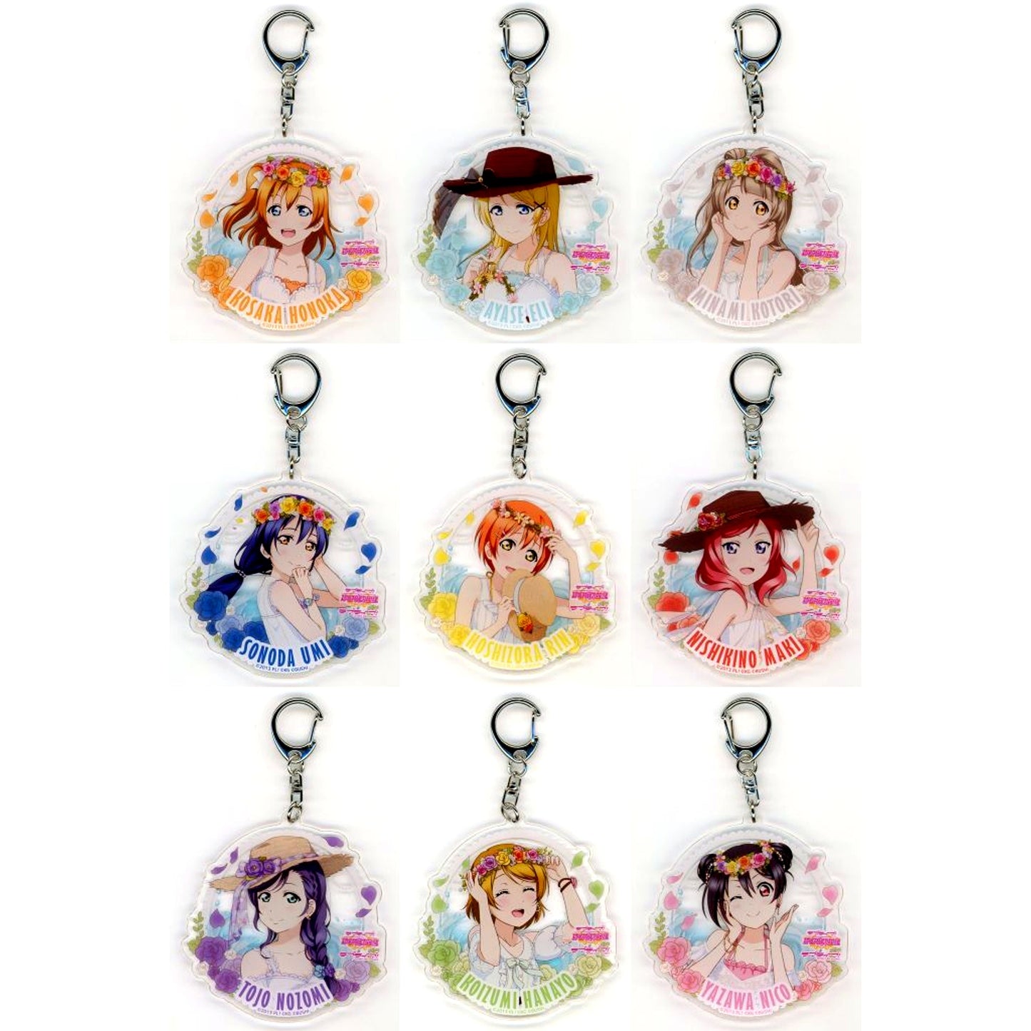 Set of 9 Love Live! School Idol Festival Trading Acrylic Keychain Mu's Pool Ver. [USED]