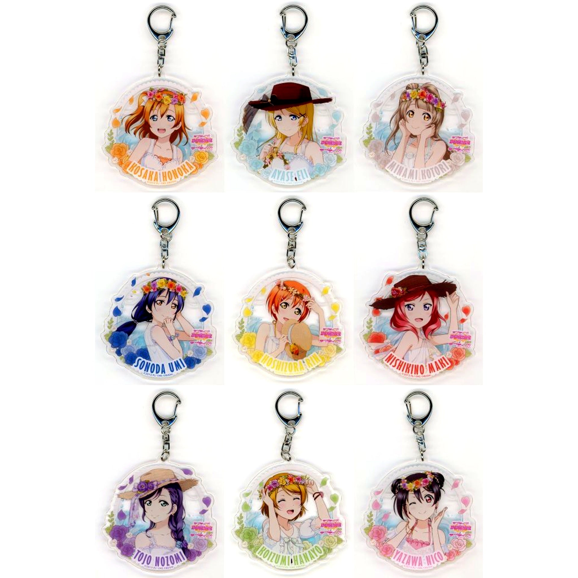 Set of 9 Love Live! School Idol Festival Trading Acrylic Keychain Mu's Pool Ver. [USED]