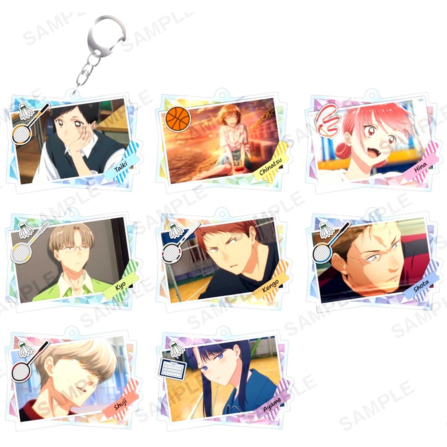 Set of 8 Blue Box Trading Acrylic Keychain [USED]