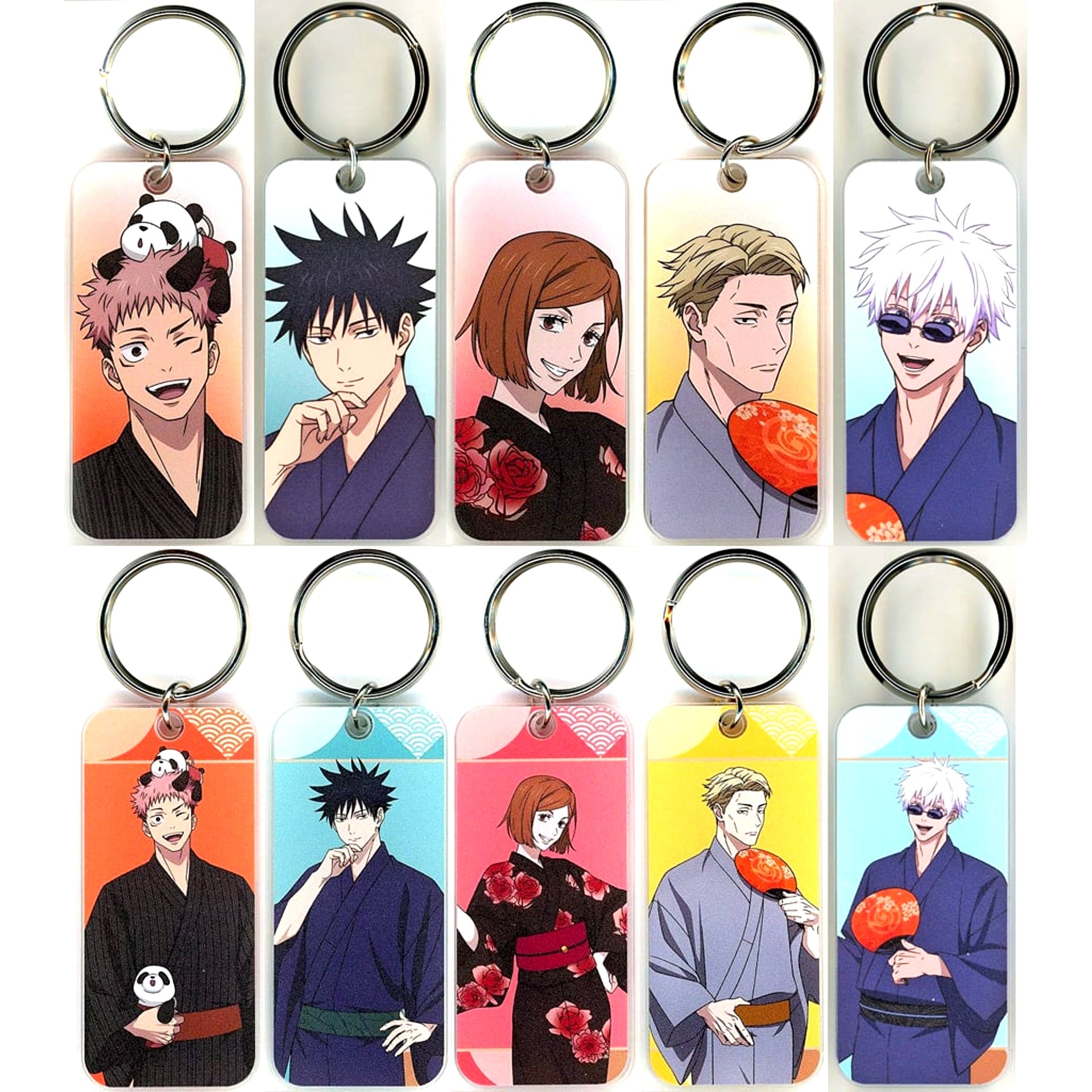 Set of 10 Jujutsu Kaisen Original Illustration Yukata ver. Trading Acrylic Key Tag [USED]