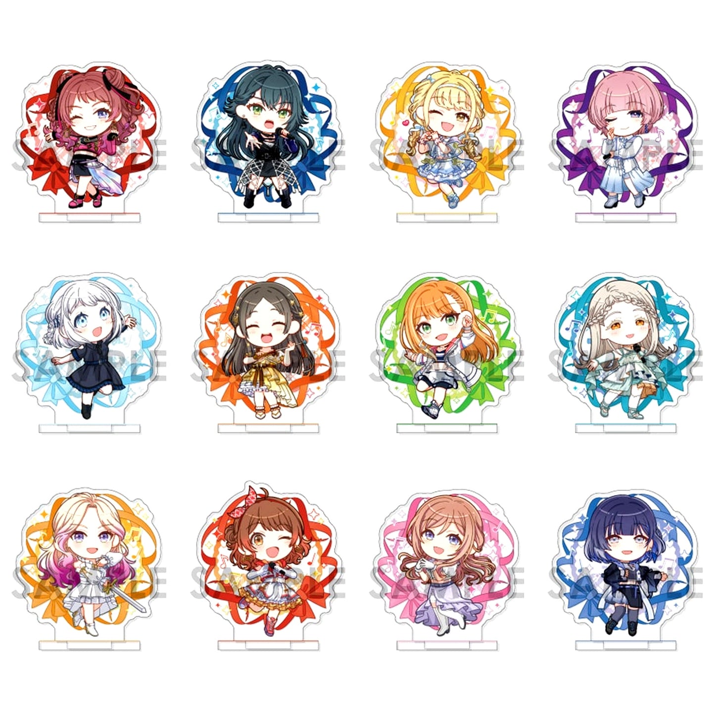 Set of 12 Gakuen Idolmaster Chara-feuille Acrylic Stand [USED]