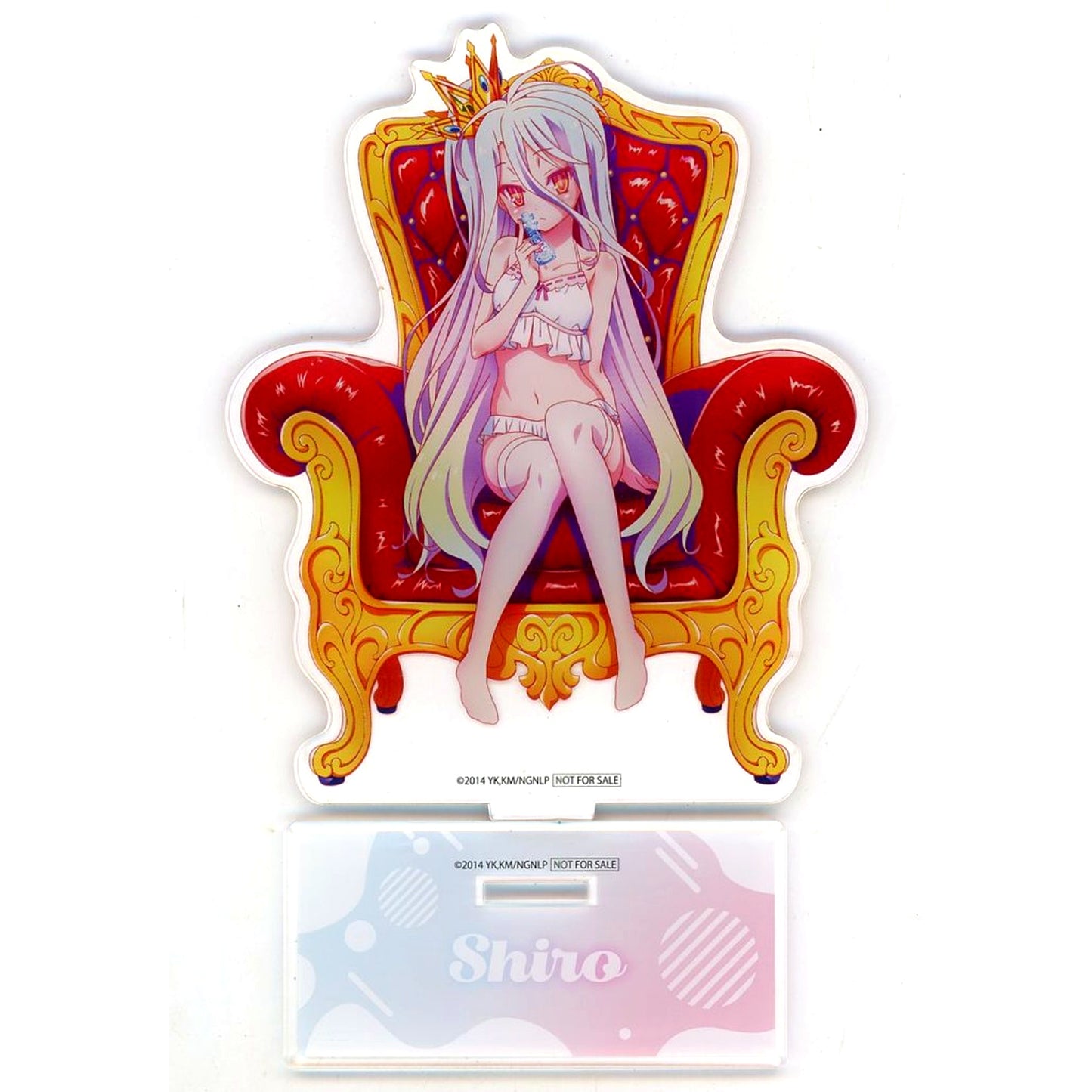 Shiro B Prize Illustration BIG Acrylic Stand Nightwear Ver. No Game No Life POP UP SHOP Pajama Party Purchase Bonus Lottery [USED]