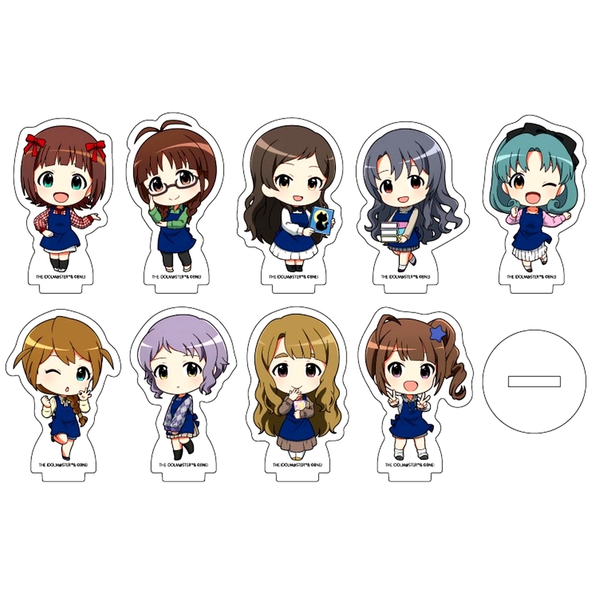 Set of 9 The Idolmaster Million Live! Acrylic Petit Stand 02 Apron Ver. Mini Chibi Illustration [USED]