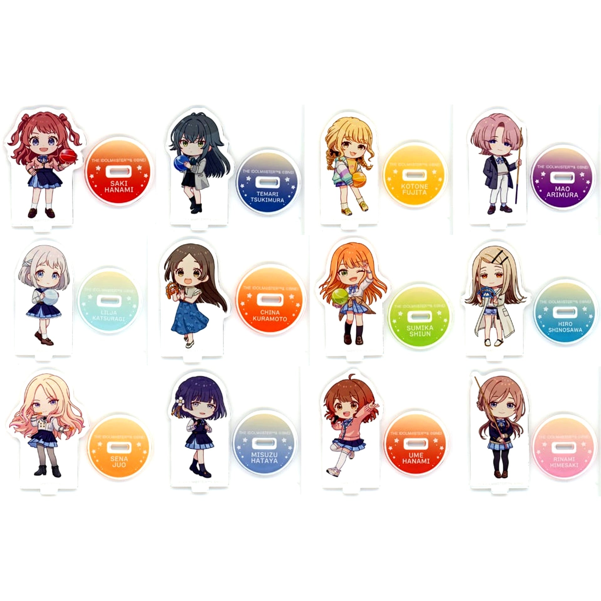 Set of 12 Gakuen Idolmaster Trading Chibi Character Acrylic Stand After School Outing Ver. Round1 [USED]