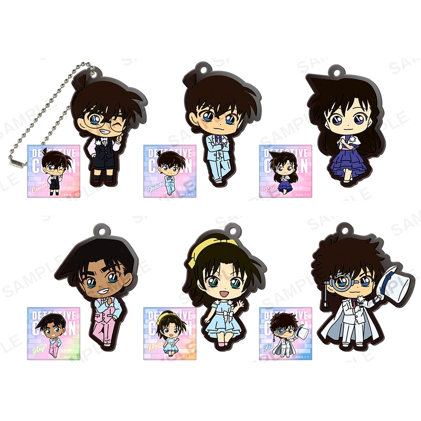 Set of 6 Detective Conan Rubber Keychain Blue Style Vol.2 BOX Ver. [USED]