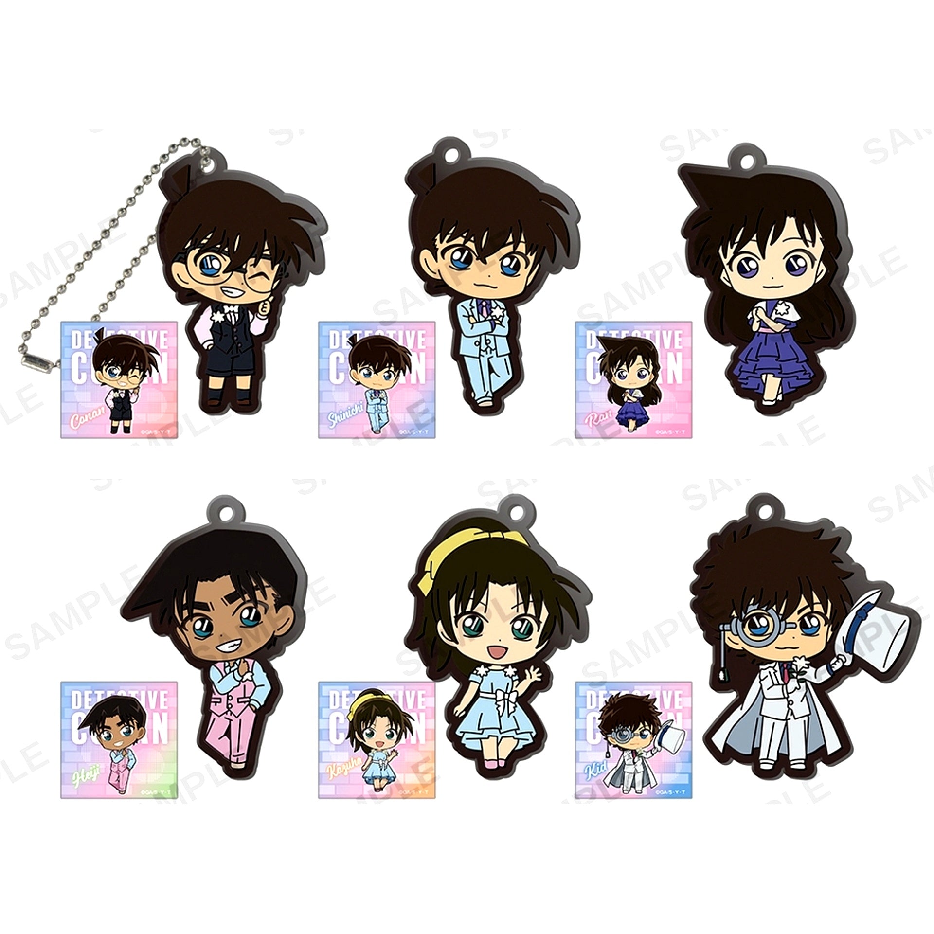 Set of 6 Detective Conan Rubber Keychain Blue Style Vol.2 BOX Ver. [USED]