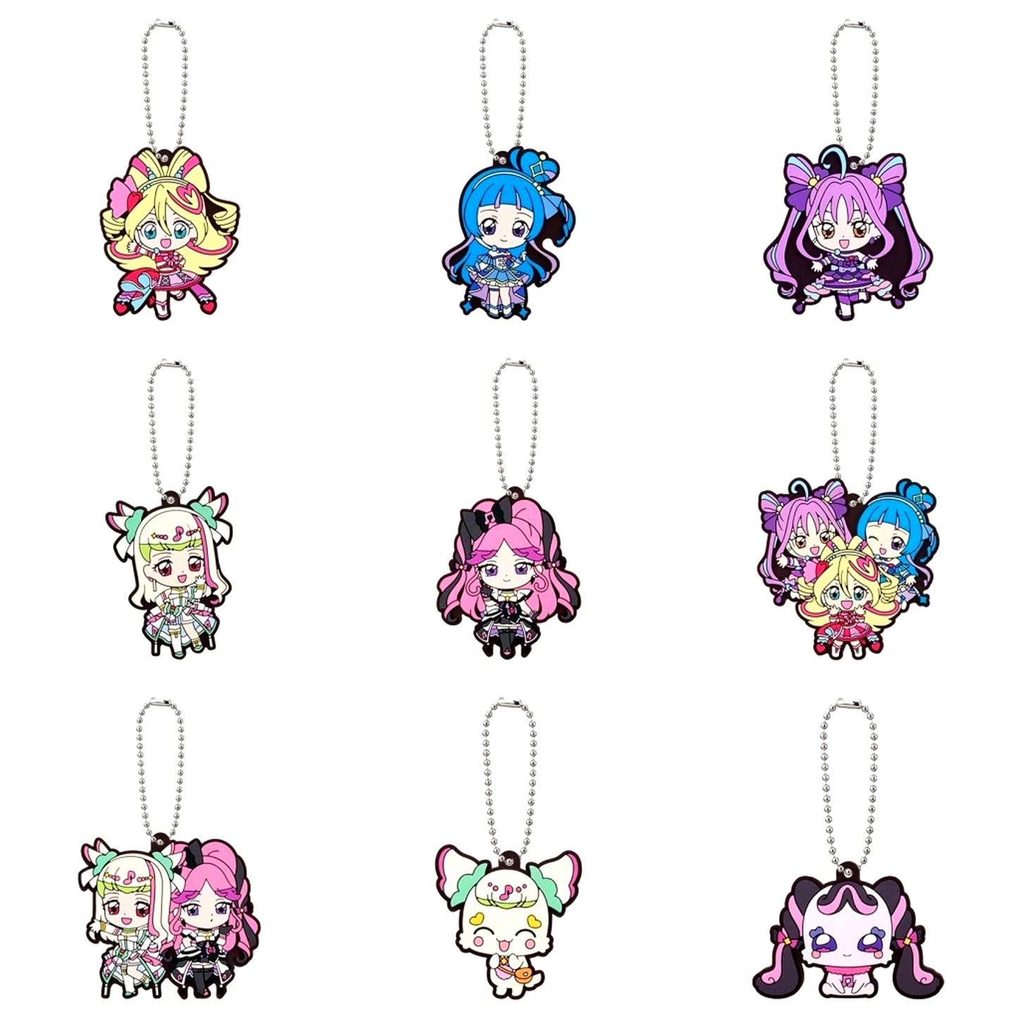 Set of 9 Kimi to Idol PreCure Capsule Rubber Mascot 2 [USED]