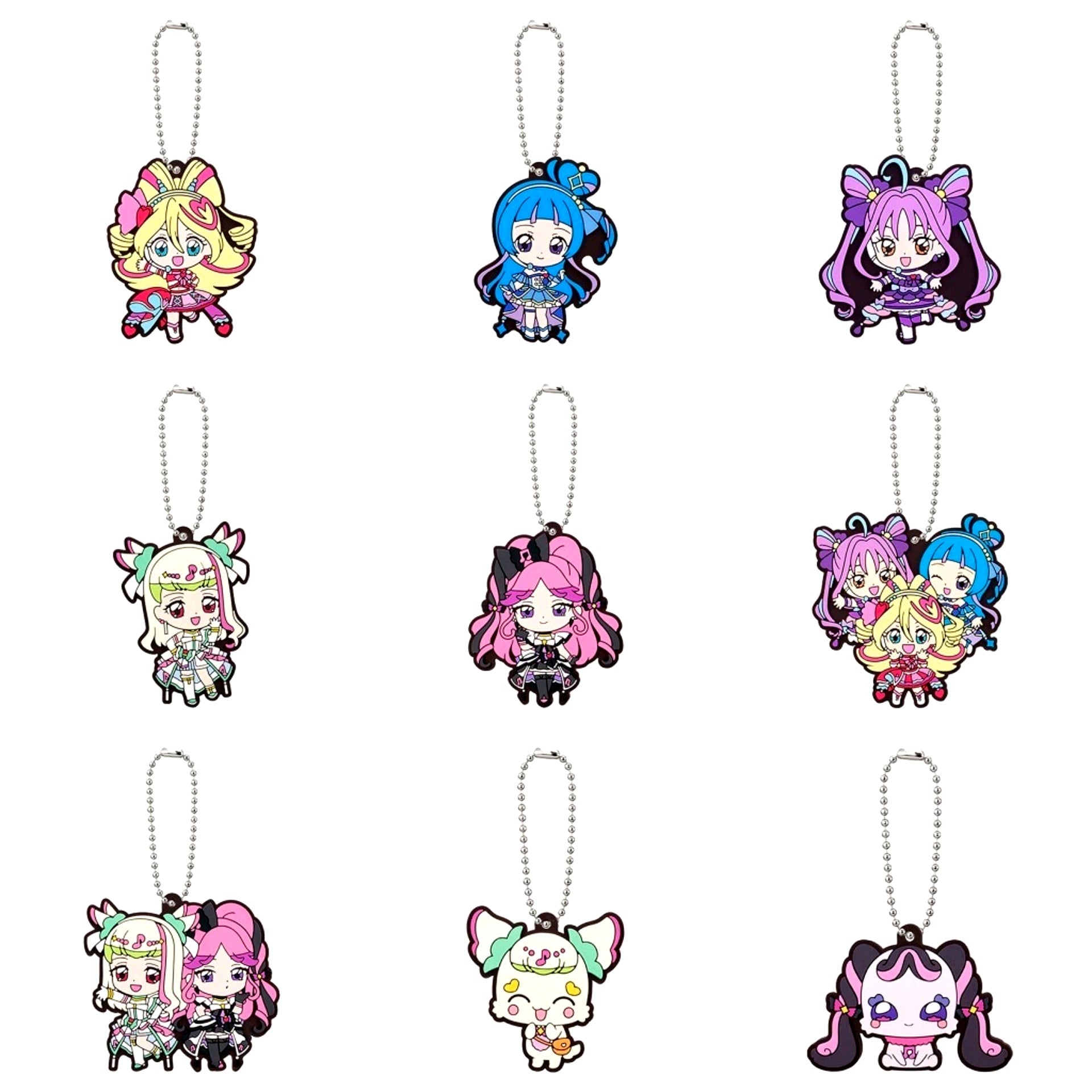 Set of 9 Kimi to Idol PreCure Capsule Rubber Mascot 2 [USED]