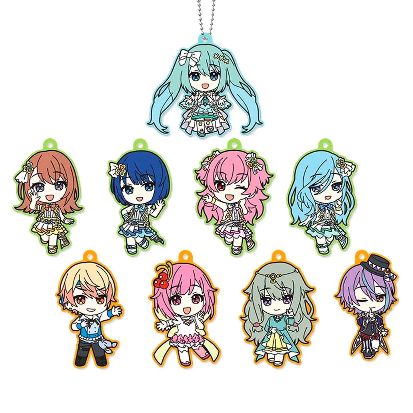 Set of 9 Project Sekai the Movie Kowareta Sekai to Utaenai Miku Capsule Rubber Keychain Collection Vol.2 [USED]