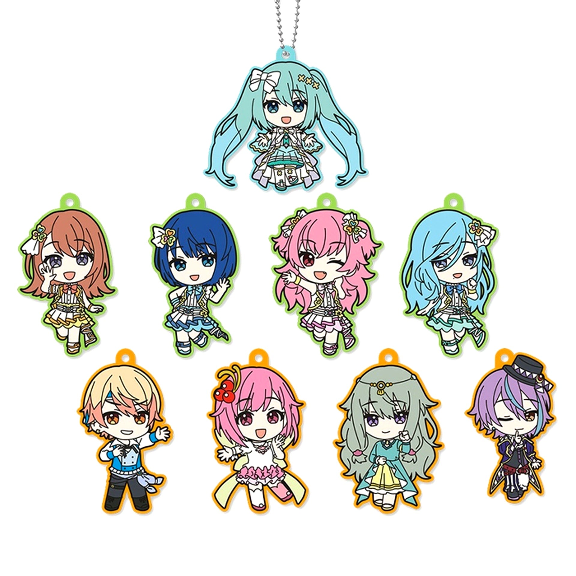 Set of 9 Project Sekai the Movie Kowareta Sekai to Utaenai Miku Capsule Rubber Keychain Collection Vol.2 [USED]