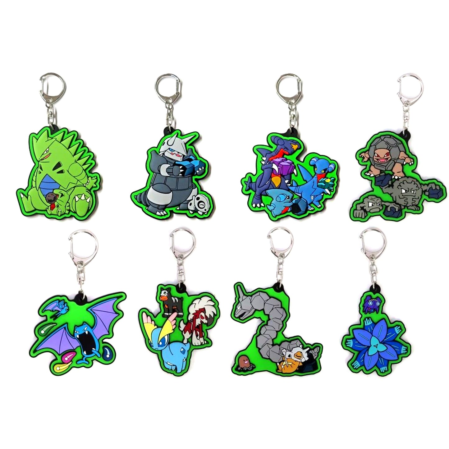 Set of 8 Pokemon Rubber Keychain Collection Cave Dweller Pokemon Center Ltd [USED]