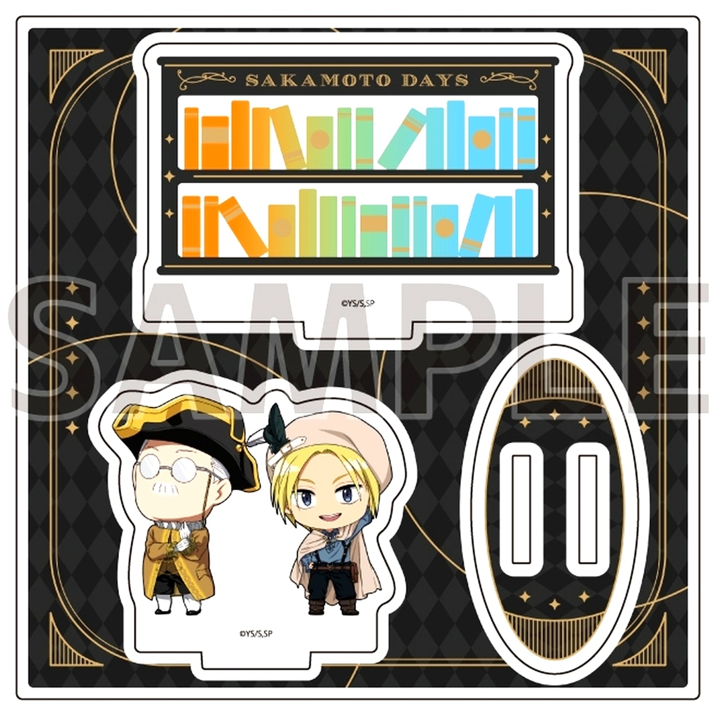 Taro Sakamoto and Shin Asakura 01. Sakamoto Days Gothic Style Ver. Mini Character Illustration Acrylic Stand Plate [USED]