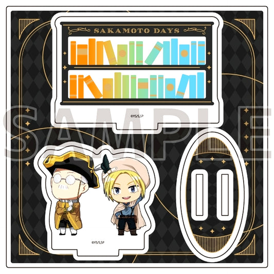 Taro Sakamoto and Shin Asakura 01. Sakamoto Days Gothic Style Ver. Mini Character Illustration Acrylic Stand Plate [USED]