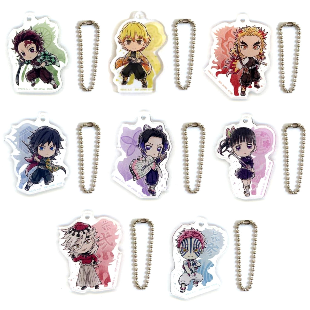 Demon Slayer: Kimetsu no Yaiba Tanjiro Kamado & Others All 8 Types Set Ichiban Kuji Upper Rank 3 Kyunchara Acrylic Charm Prize G Charm [USED]