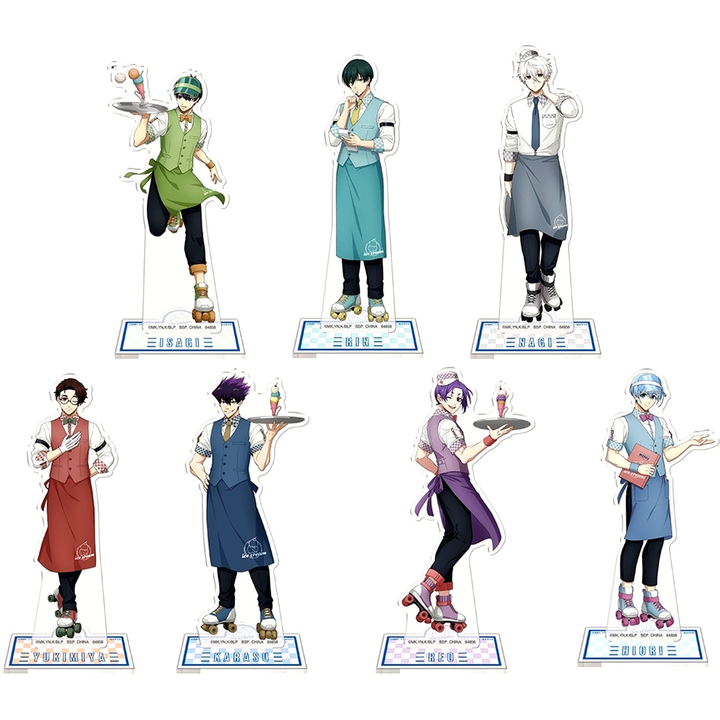 Set of 7 E Prize Acrylic Stand Ichiban Kuji Blue Lock -day off- [USED]