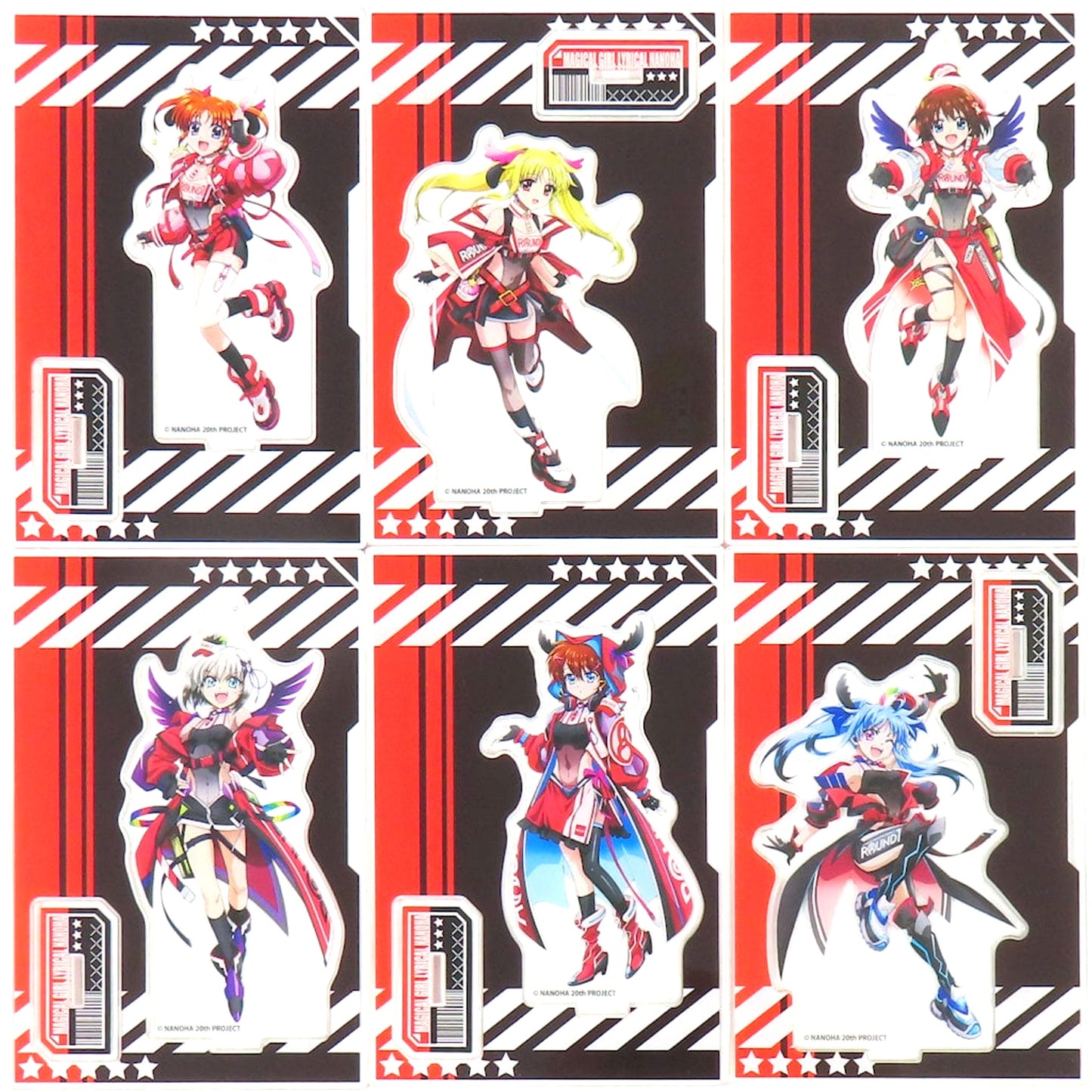 Set of 6 Acrylic Stand Magical Girl Lyrical Nanoha Series Round One Limited [USED]