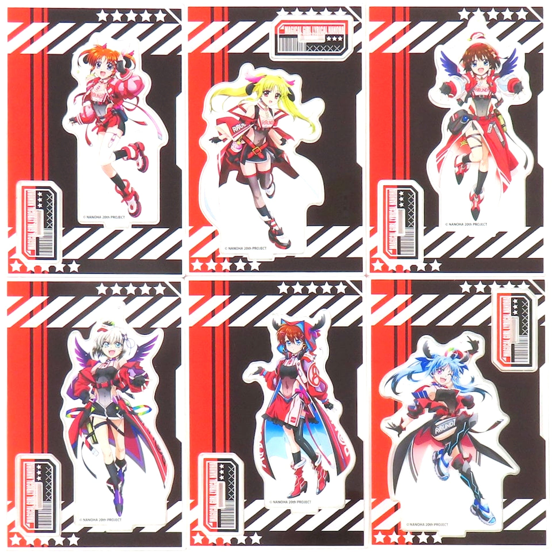 Set of 6 Acrylic Stand Magical Girl Lyrical Nanoha Series Round One Limited [USED]