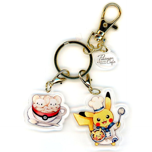 Pikachu Chef & Milk Tea Pokemon Acrylic Keychain Collection Pokemon Cafe & Pikachu Sweets Pokemon Center Limited [USED]