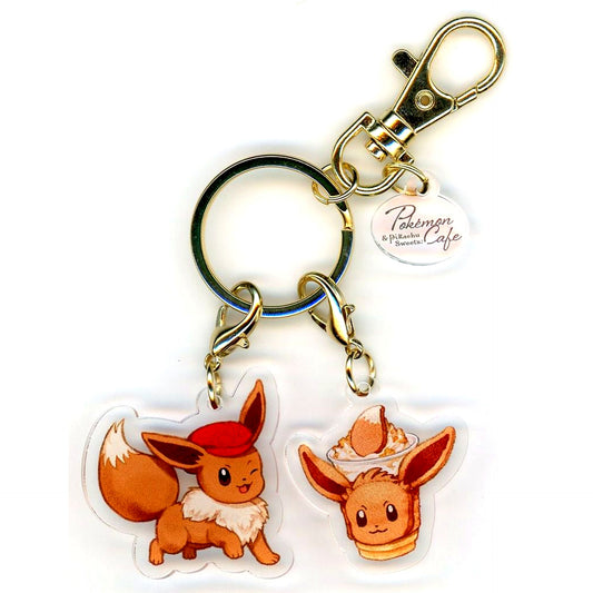 Eevee Hat & Drink Sleeve Pokemon Acrylic Keychain Collection Pokemon Cafe & Pikachu Sweets Pokemon Center Ltd [USED]