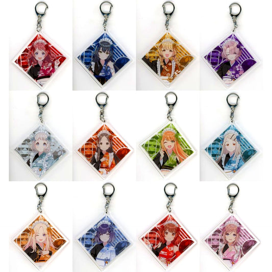 Set of 12 Gakuen Idolmaster Acrylic Keychain 05 Kimono Maid Ver. Drawn Illustration Nippon Gourmet Kaido [USED]