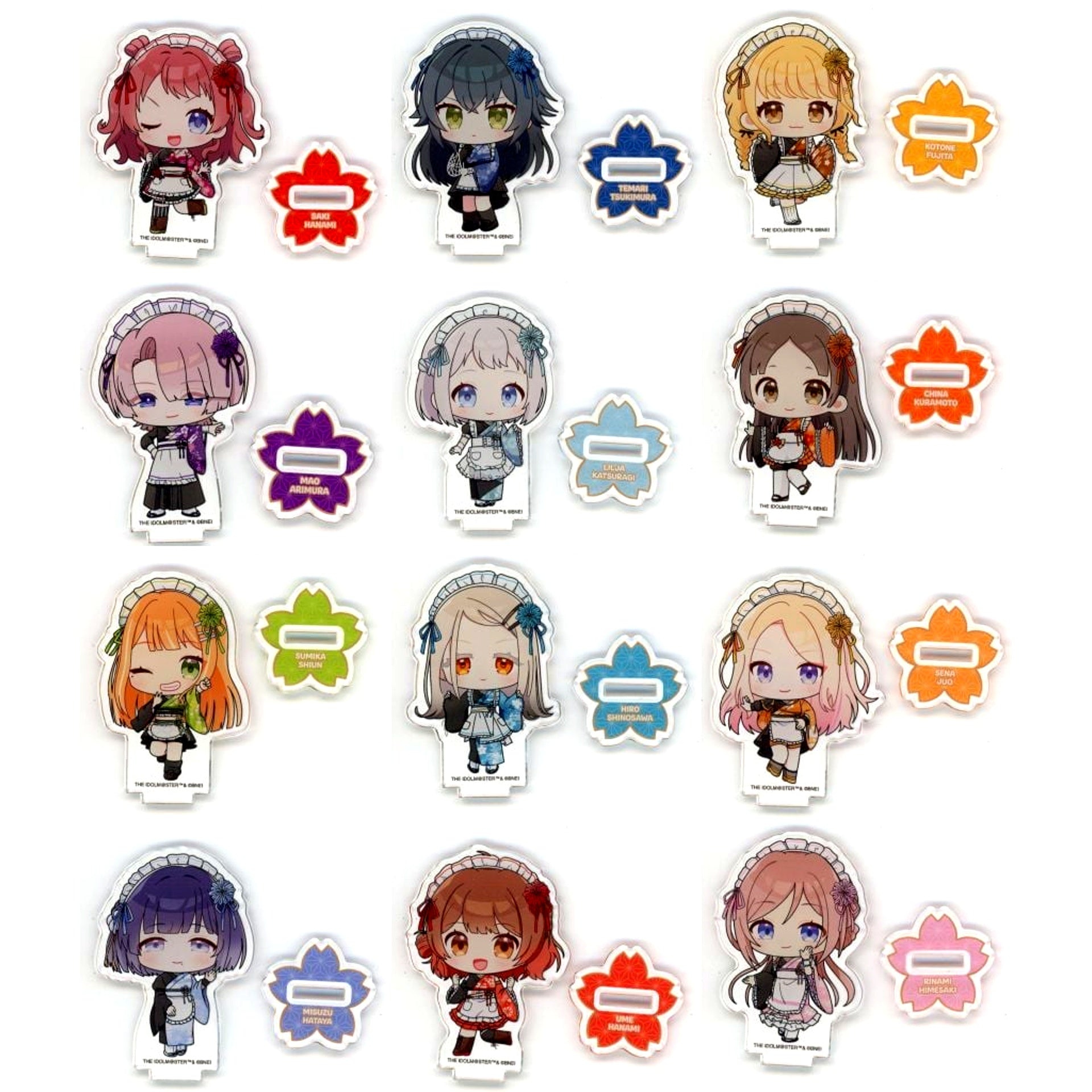 Set of 12 Gakuen Idolmaster Acrylic Petite Stand 05 Nippon Gourmet Kaido Japanese Maid ver. Mini Character Illustration [USED]