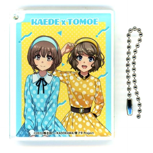 Kaede Azusagawa & Tomoe Koga C-9 Prize Rascal Does Not Dream of a Knapsack Kid Acrylic Block Keychain IP Bookstore Kuji SHIBUYA TSUTAYA Limited [USED]