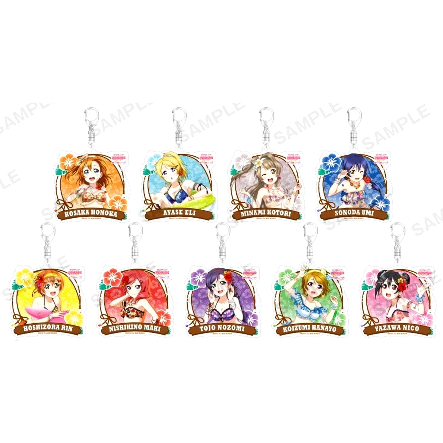 Set of 9 Love Live! School Idol Festival Trading Kirarin Acrylic Keychain Mu's Pool Ver. [USED]