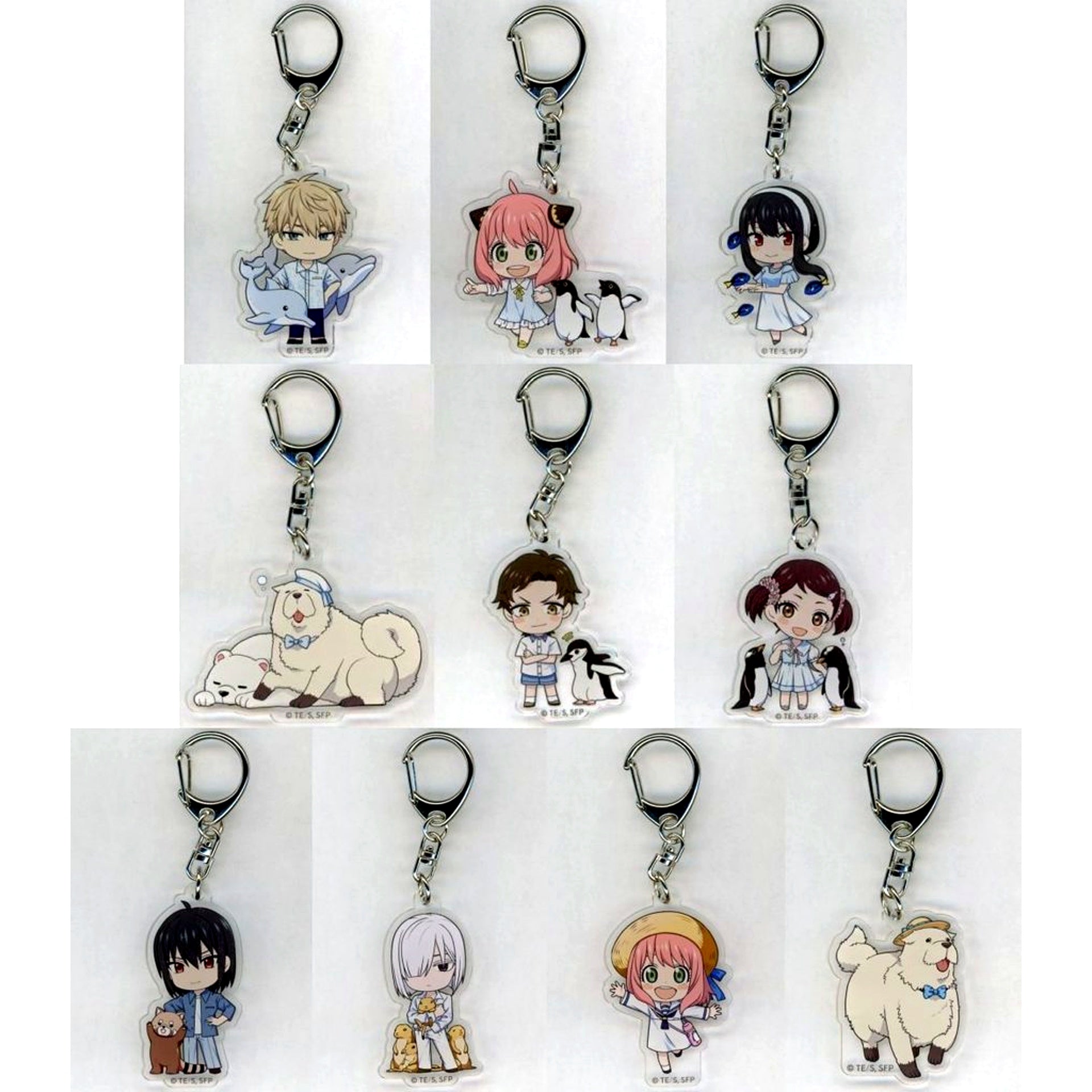 Set of 10 SPY x FAMILY Mini Character Acrylic Keychain Summer Vacation Event in Yokohama Hakkeijima Sea Paradise [USED]