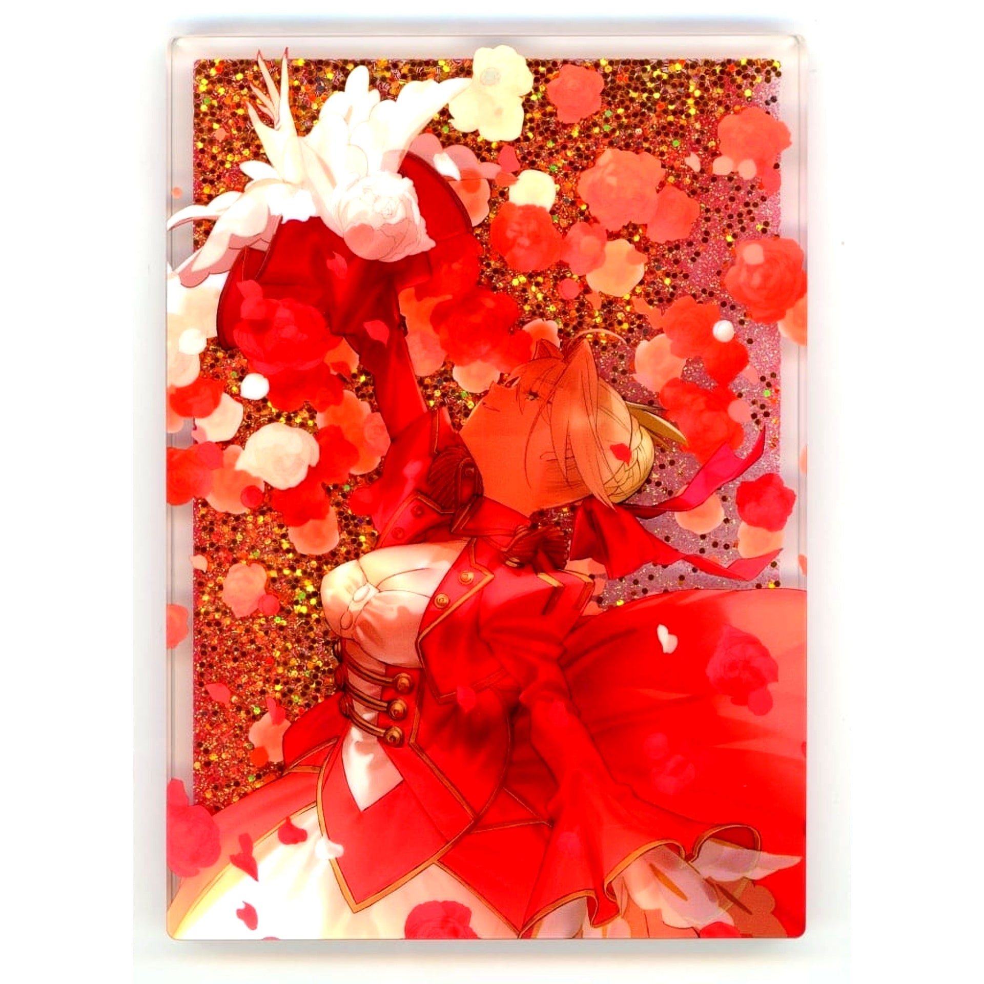 Nero Claudius Fate/EXTRA Rose Waltz Outfit Wada Arco Exhibition Fate & Fate/EXTRA ART WORKS flower parade Encore Glitter Acrylic Block [USED]