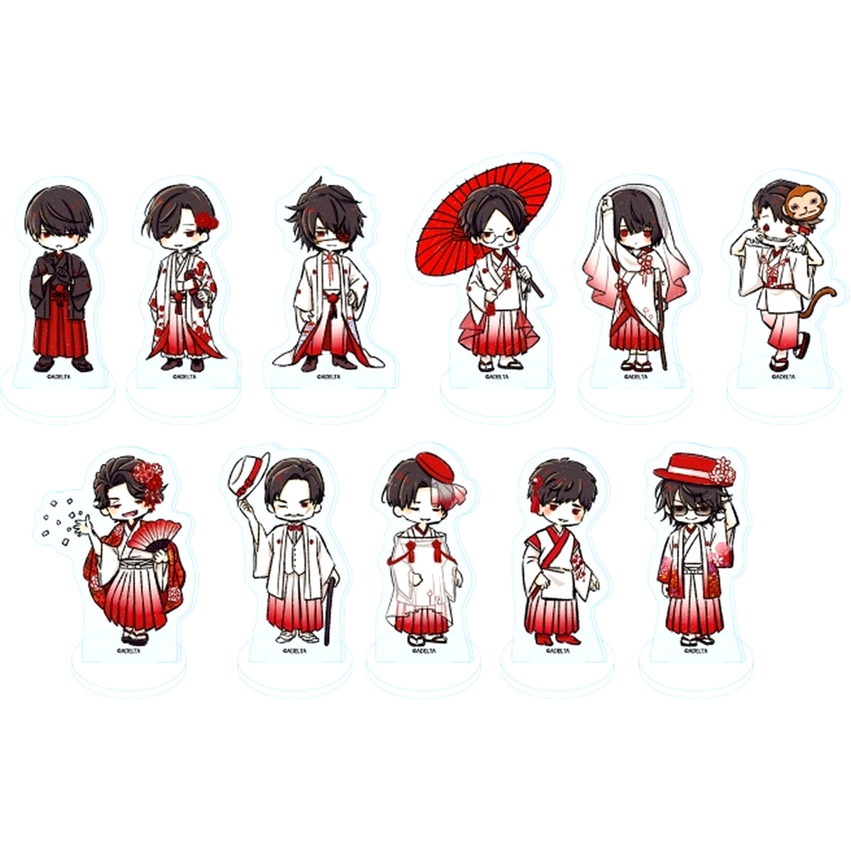 Set of 11 Oegare 01. June Bride Ver. GraffArt Illustration Acrylic Petit Stand [USED]